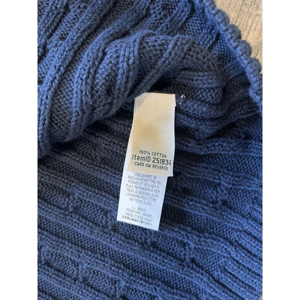 LL Bean Sweater Full Zip Men’s Sz 1X Holiday Cable Knit Blue 100% Cotton 251834 - Picture 4 of 9
